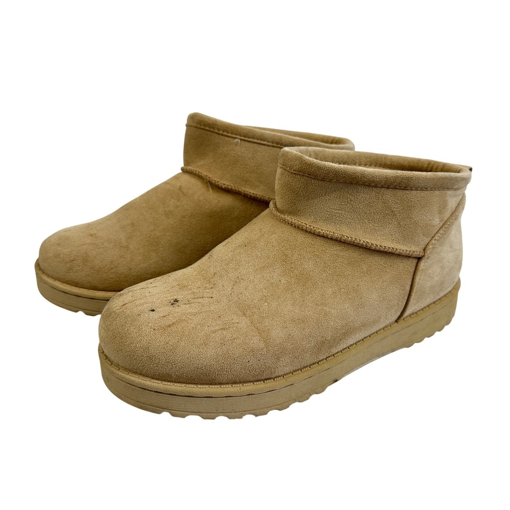 SO Goods for Life Tan Faux Suede Fur‎ Lined Short Ankle Boots Womens Size 7.5
